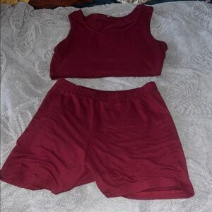 Burgundy Tank Top and Shorts Set